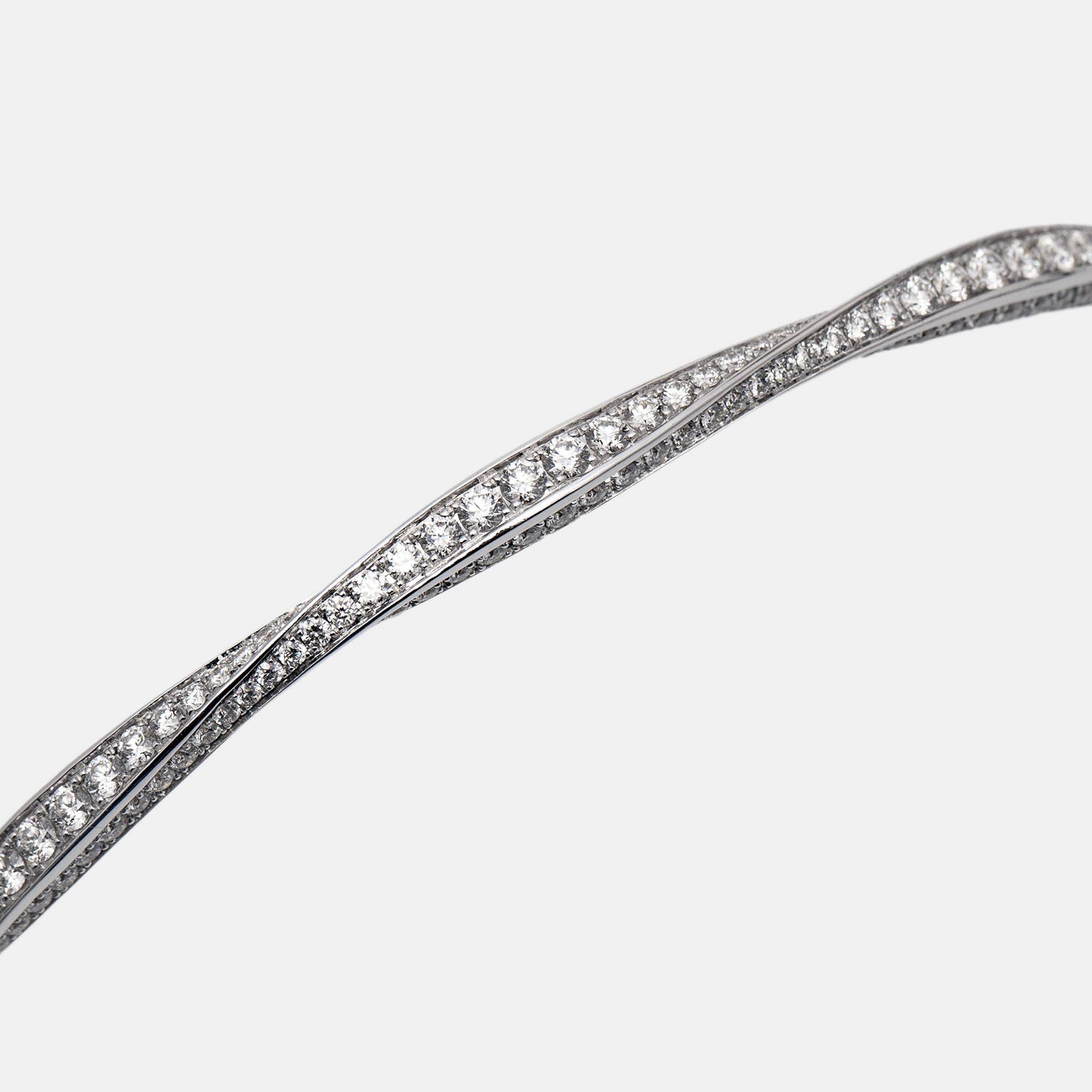 Graff Spiral Diamonds 18k White Gold Bangle Bracelet 1