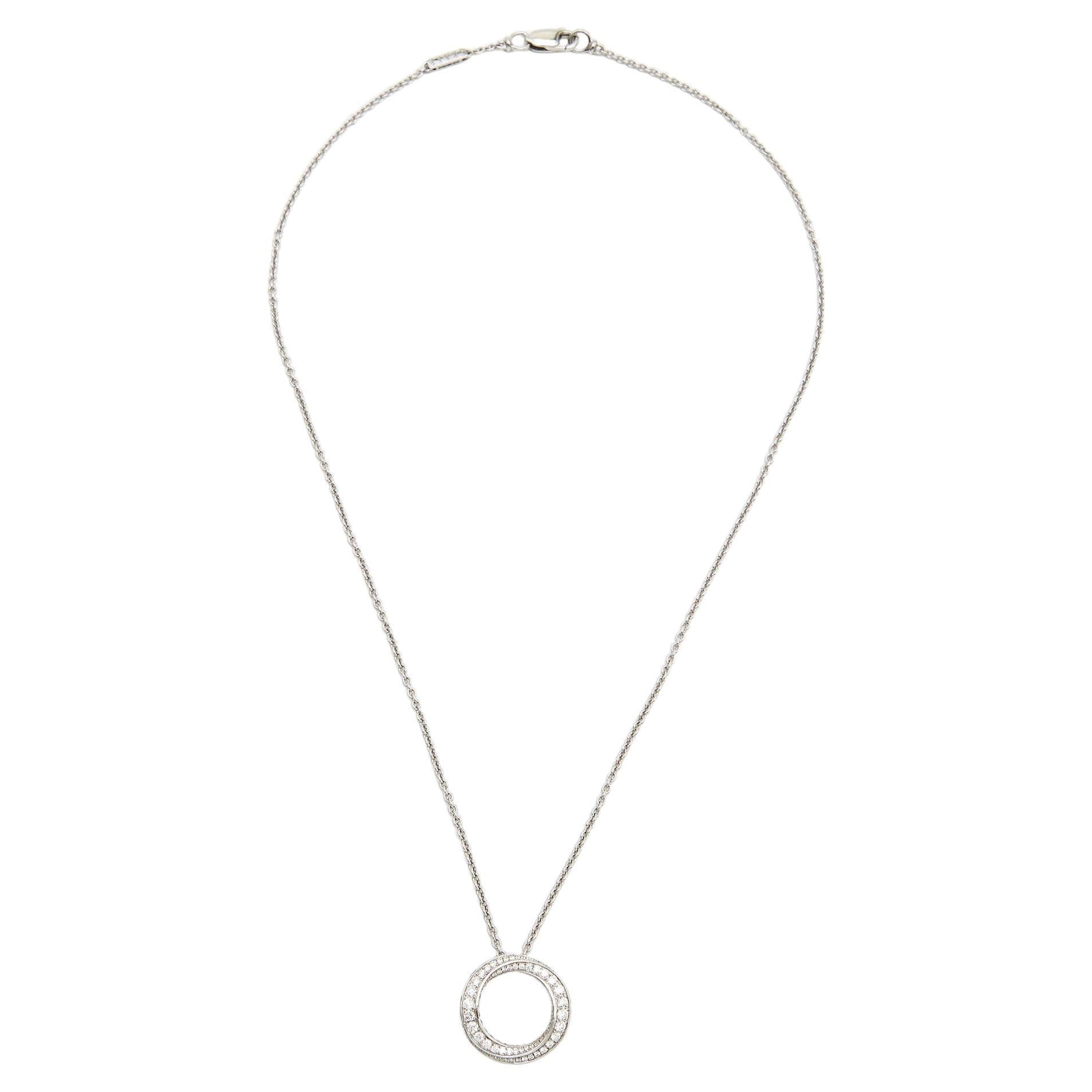Graff Spiral Pavé Diamond 18k White Gold Pendant Necklace