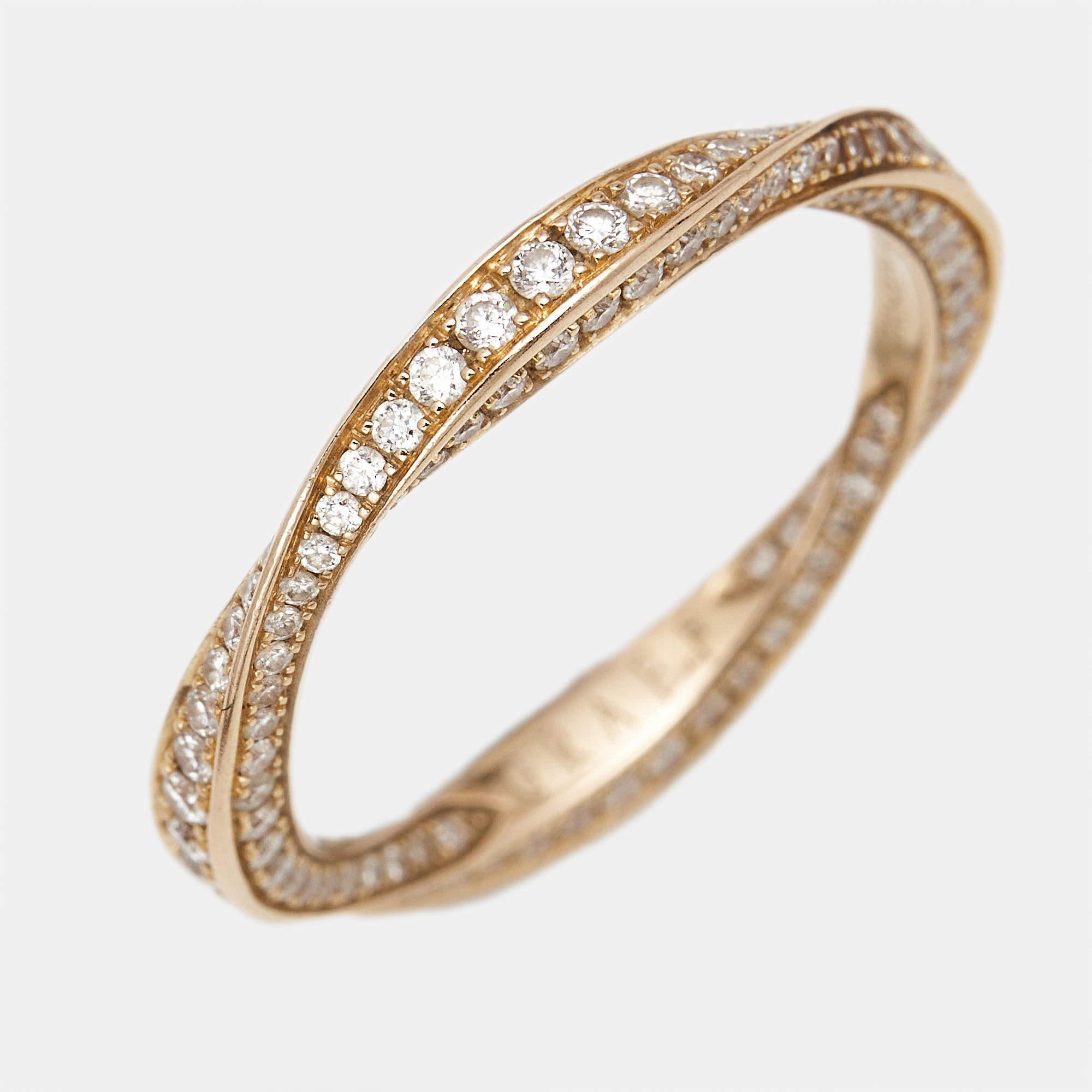 This ethereal ring from Graff is sure to make for a conversation starter. It spells class minimalism and feminity in ample sums and has been crafted to complement your unique personality. It is made from 18K rose gold and features an everlasting