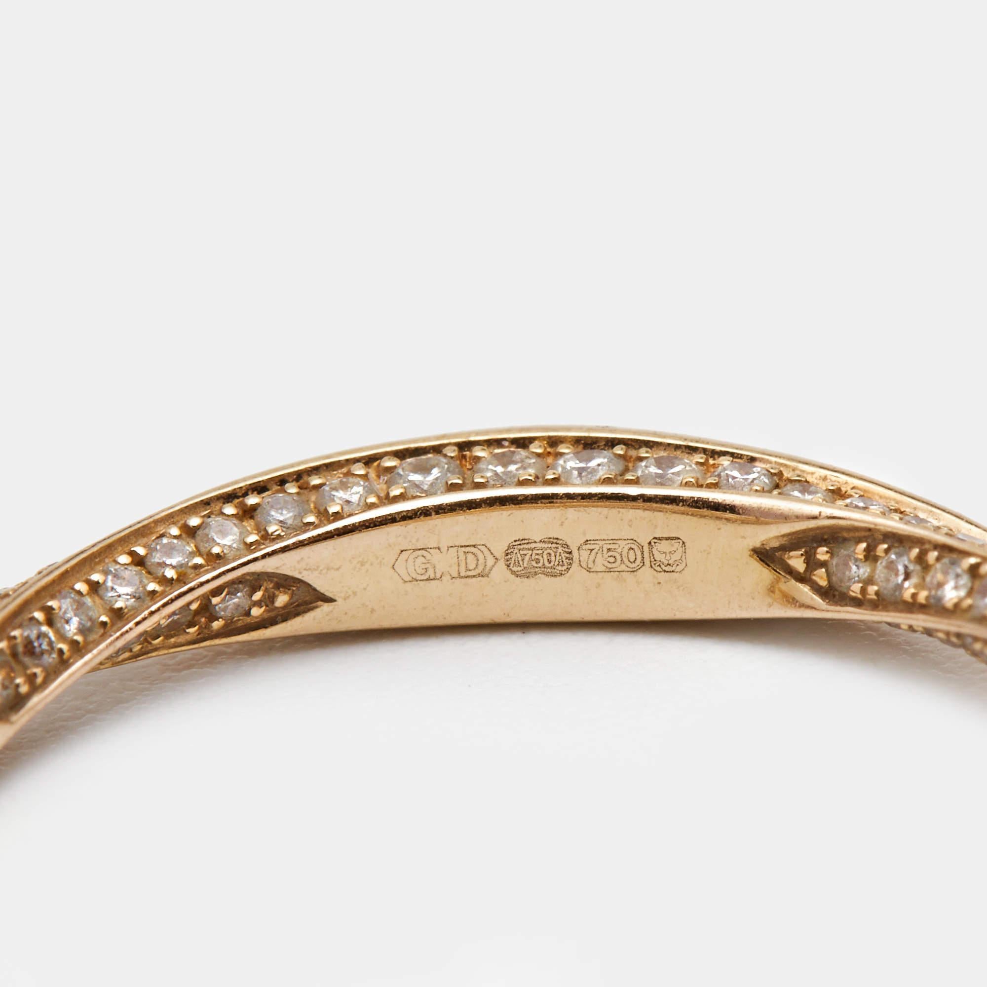Graff Sprial Pave Diamond 18k Rose Gold Ring Size 49 For Sale 1