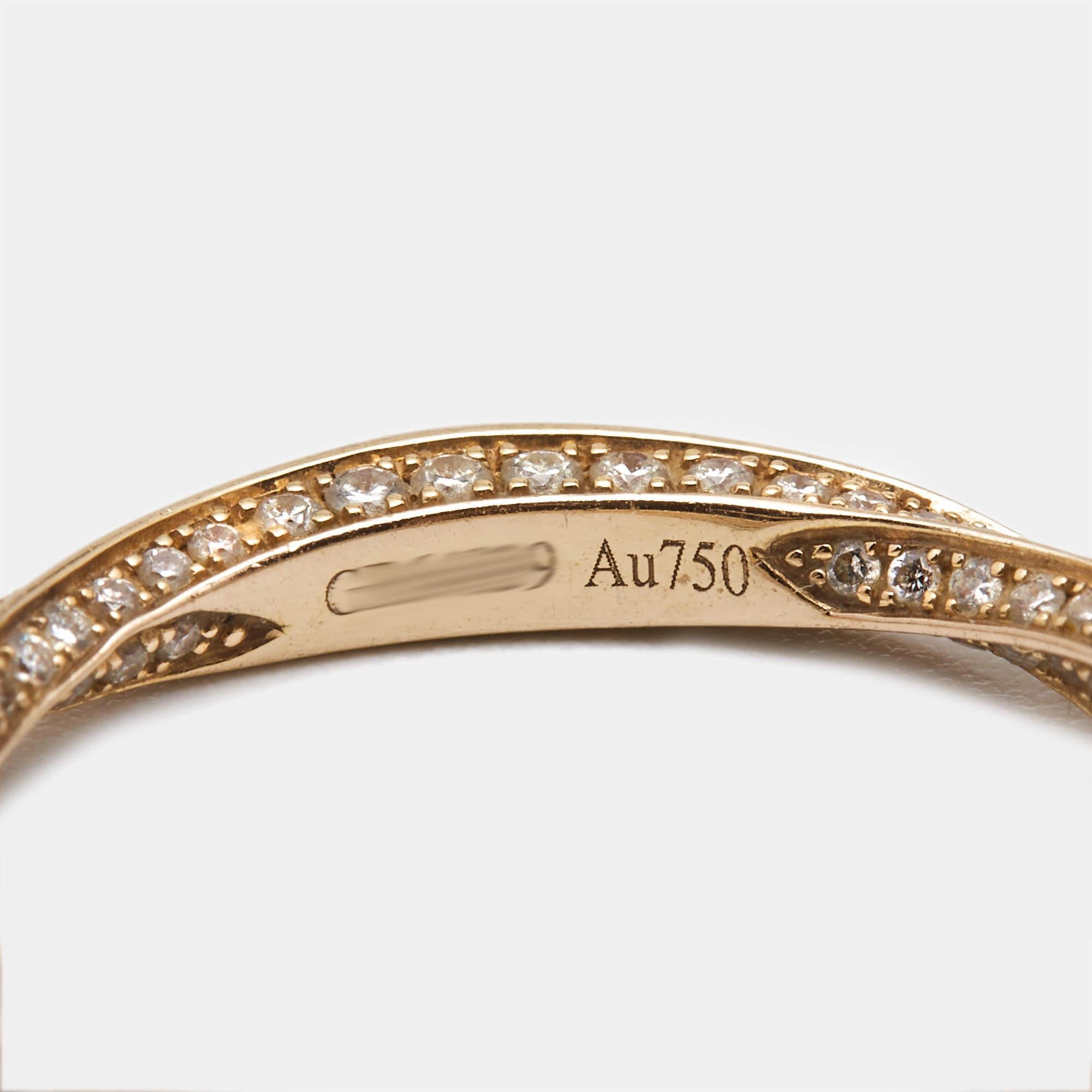 Graff Sprial Pave Diamond 18k Rose Gold Ring Size 49 For Sale 2
