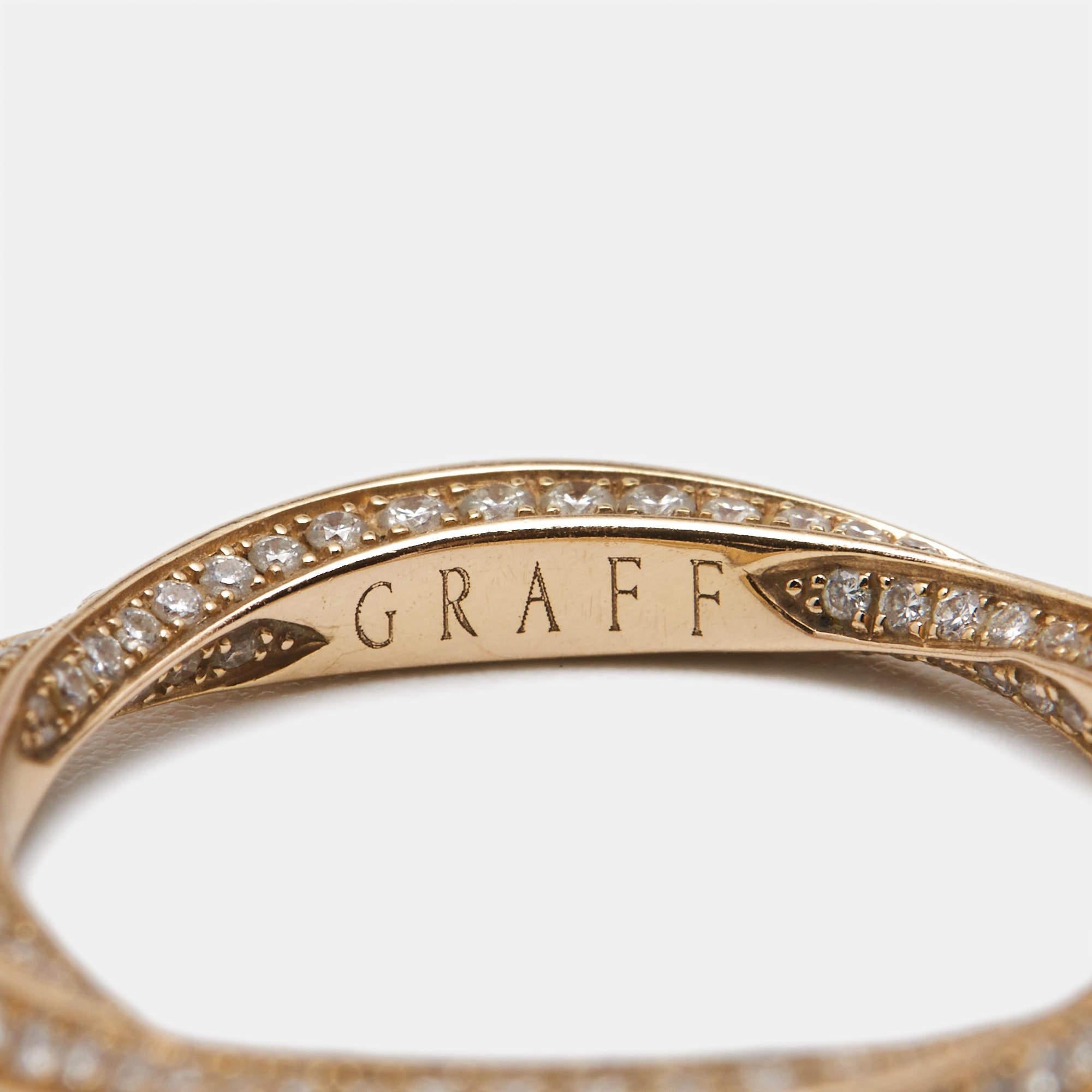 Graff Sprial Pave Diamond 18k Rose Gold Ring Size 49 For Sale 3