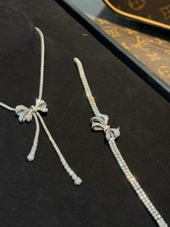 Graff Tilda's Bow Diamond Necklace in 18k White Gold, Round Brilliant Diamonds