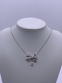 Graff Tilda's Bow Double Pavé Diamond Drop Necklace, 18K White Gold