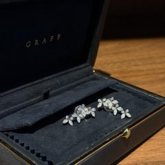 Graff Dreifach Schmetterling Silhouette Pavé Diamant 18k Weißgold Ohrringe