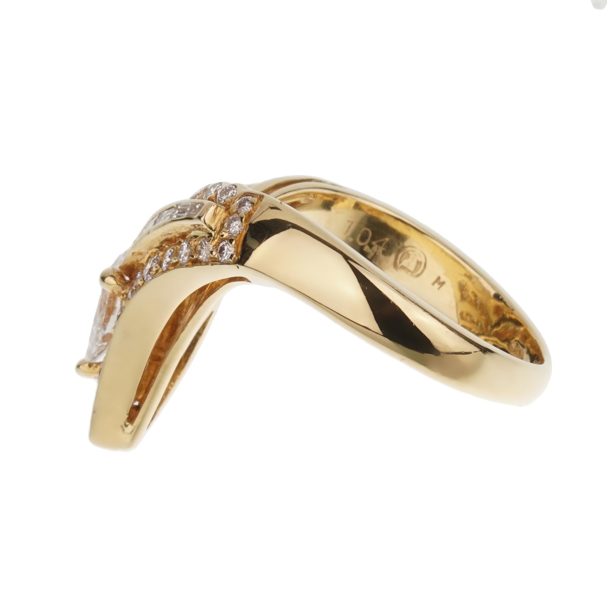 Anello da cocktail con diamanti in oro giallo 18k vintage di Graff del 1980 In condizioni ottime in vendita a Feasterville, PA