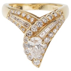 Graff Vintage 18k Yellow Gold Diamond Cocktail Ring 1980s