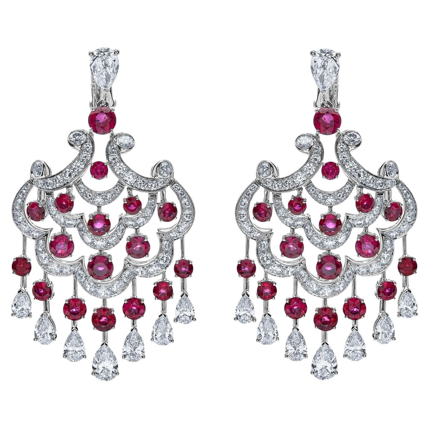 Boucles d'oreilles chandelier en rubis et diamants de Graff en vente