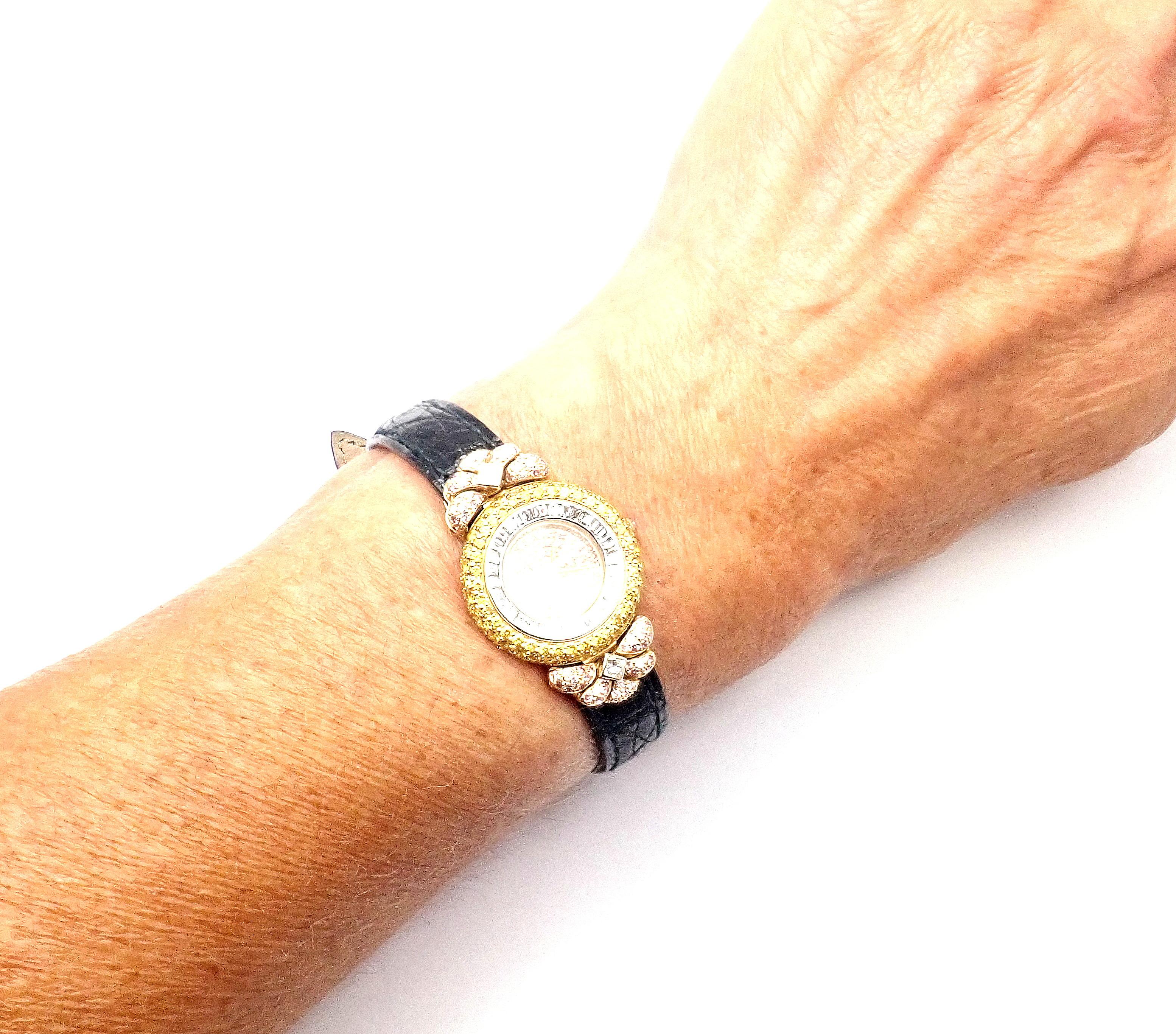 Graff White Pink and Yellow Diamond Ladies Yellow Gold Watch 4