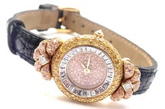 Graff White Pink and Yellow Diamond Ladies Yellow Gold Watch