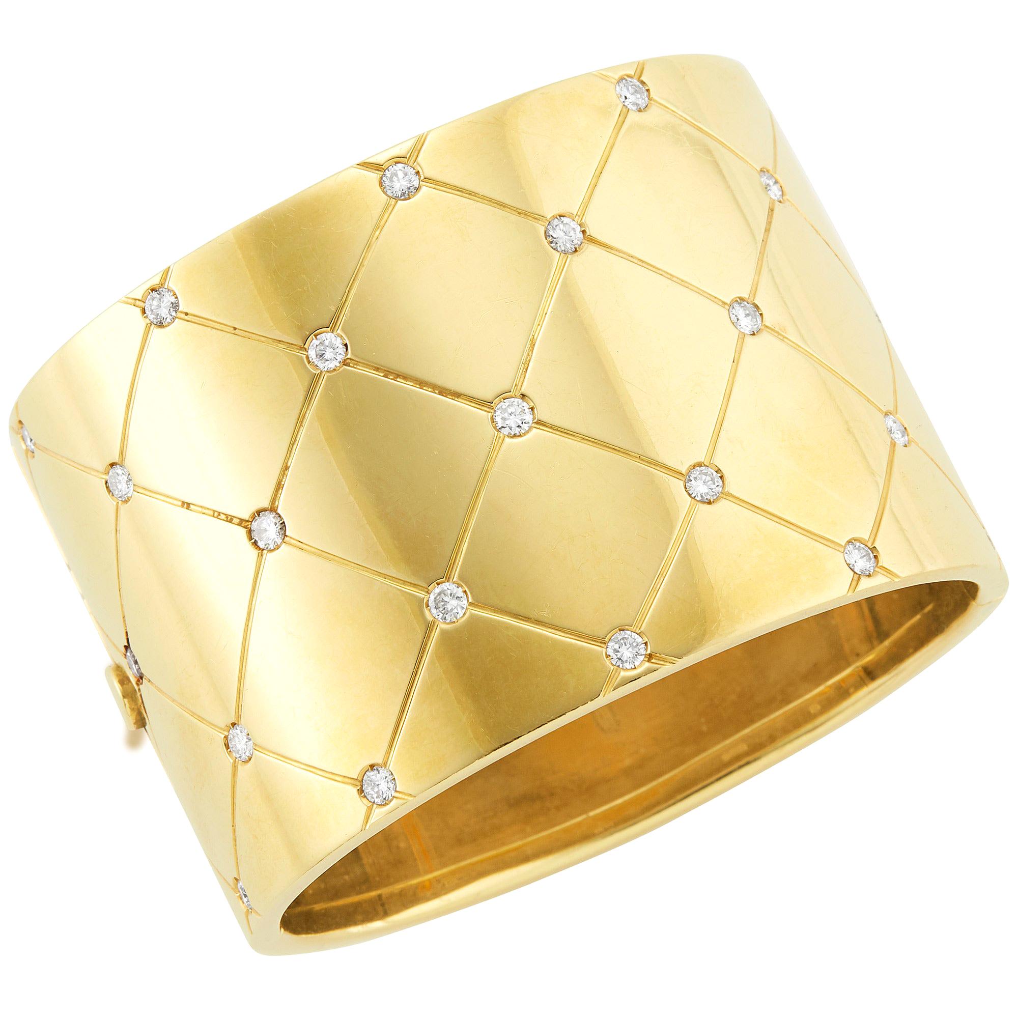 Graff Wide Gold and Diamond Cuff Bangle Bracelet