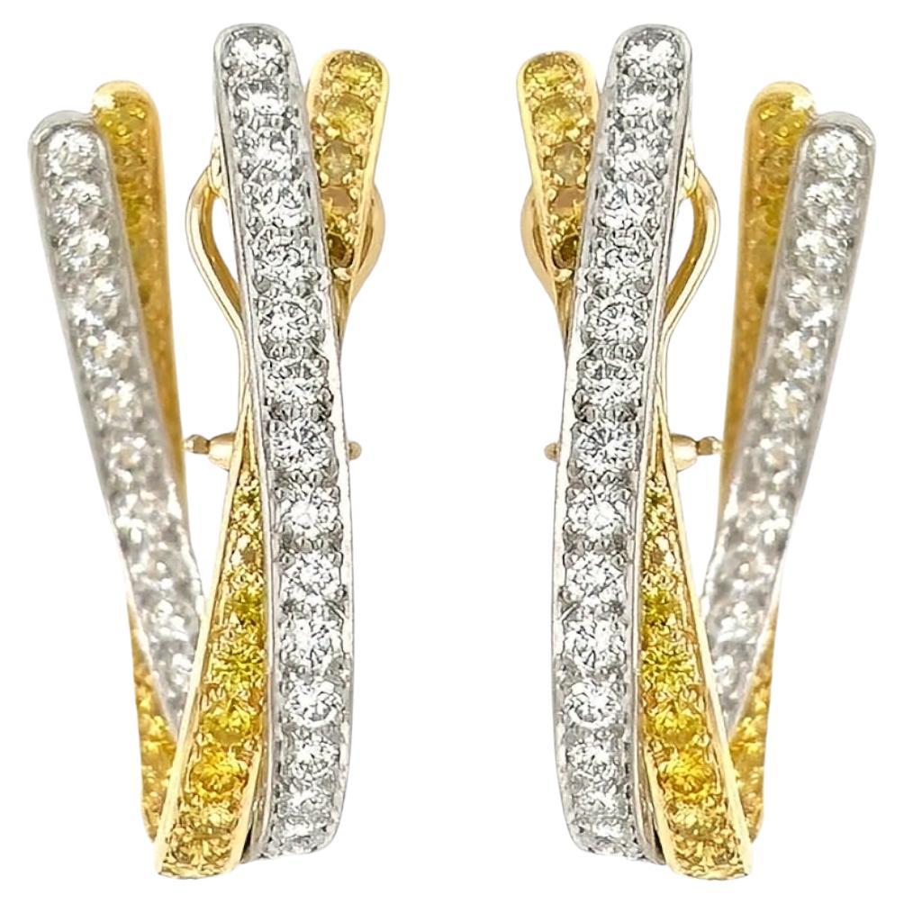 GRAFF Yellow Diamond and Diamond Hoop Earrings