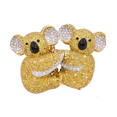 Broche Desmontable Graff Diamante Amarillo Dos Osos Koala