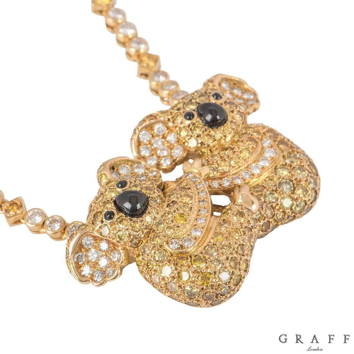 Graff Yellow Gold Diamond Koala Pendant 