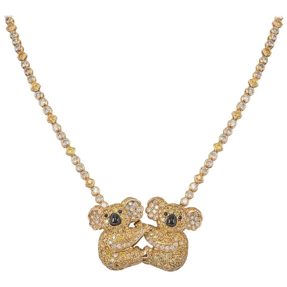 Graff Yellow Gold Diamond Koala Pendant 