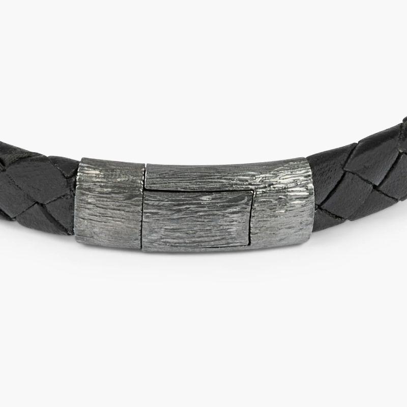 Graffiato Bracelet in Italian Black Leather with Black Rhodium Plated Sterling Silver, Size L

Entitled 
