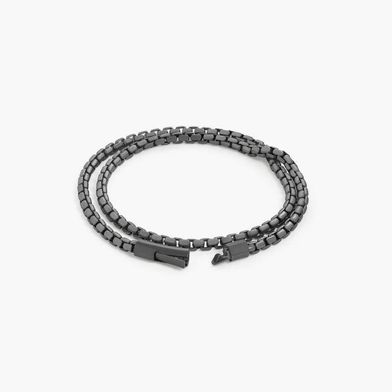 Graffiato Catena Bracelet in Black Rhodium Plated Sterling Silver, Size M In New Condition For Sale In Fulham business exchange, London
