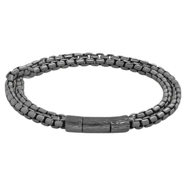 Graffiato Catena Bracelet in Black Rhodium Plated Sterling Silver, Size S For Sale