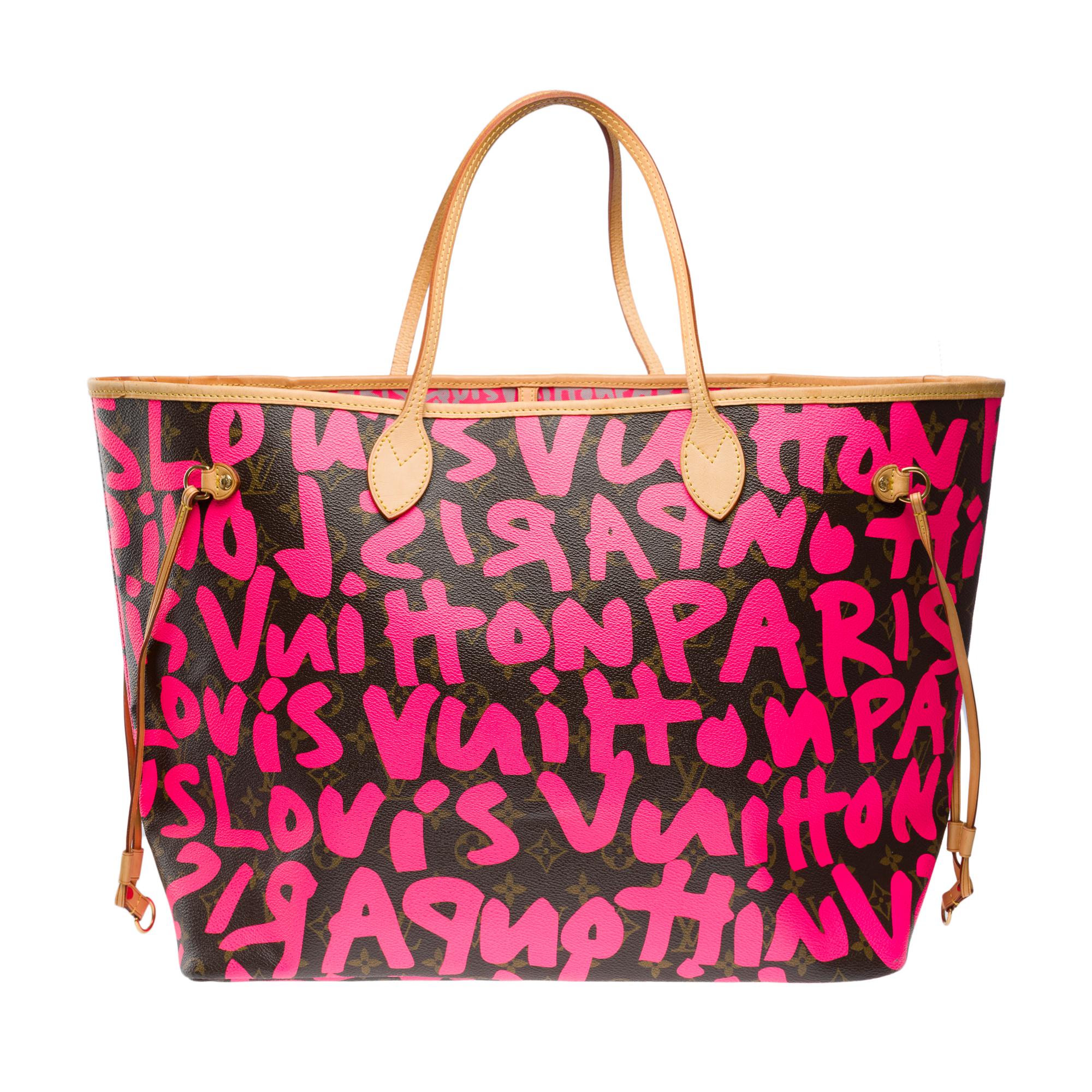 Pink Graffiti Louis Vuitton Neverfull GM Tote bag in Monogram canvas, GHW