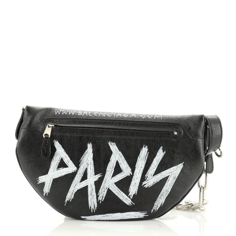 Black Graffiti Souvenir Belt Bag Leather XS