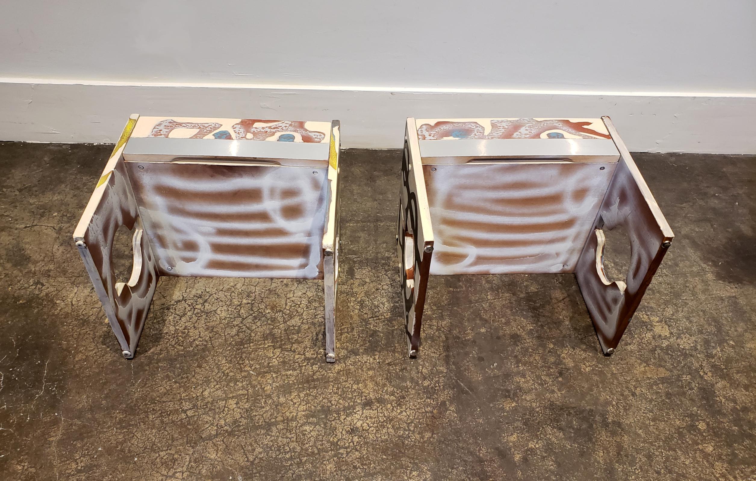 Graffitied Artist Painted 1970s Nightstands 2