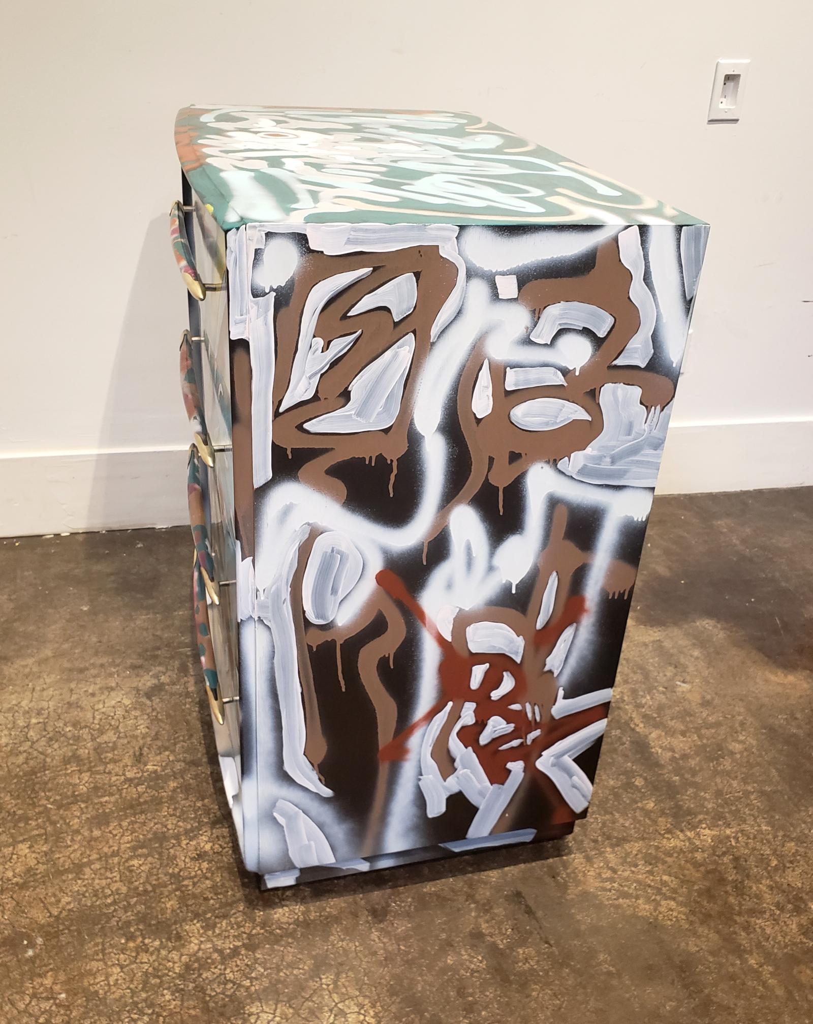 Graffitied Artist Painted Chest of Drawers For Sale 1
