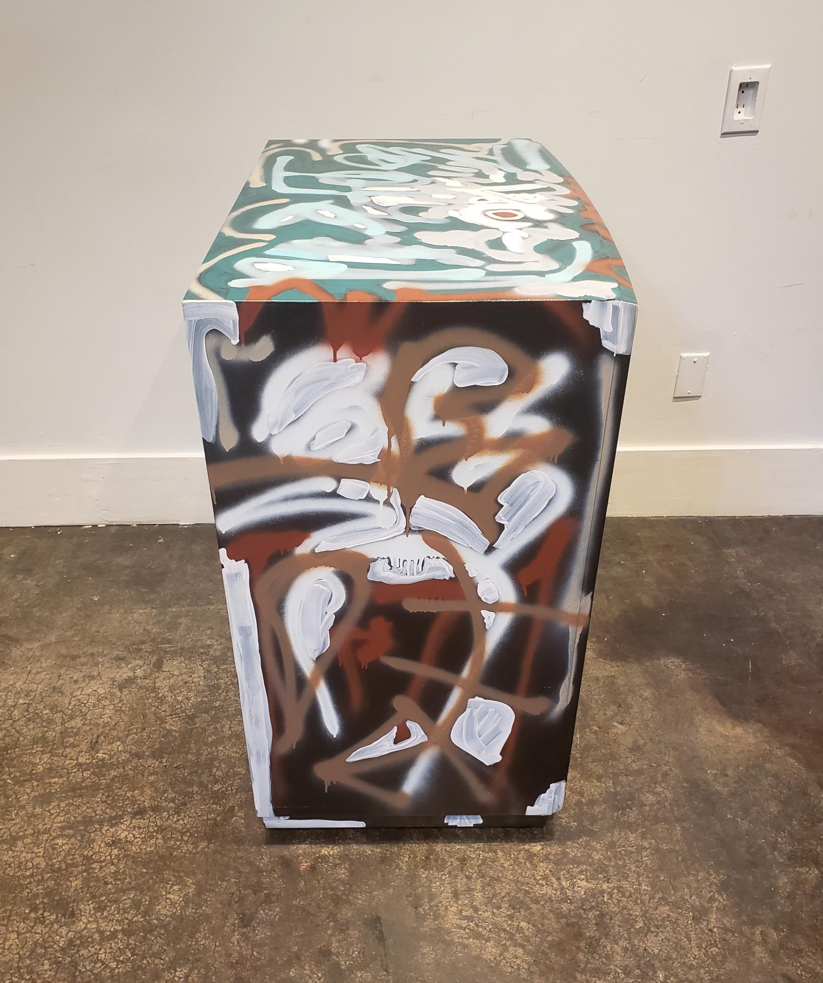Contemporary Graffitied Artist Painted Chest of Drawers For Sale