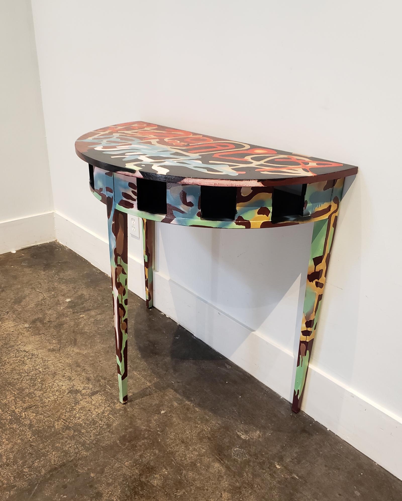 painted demilune table