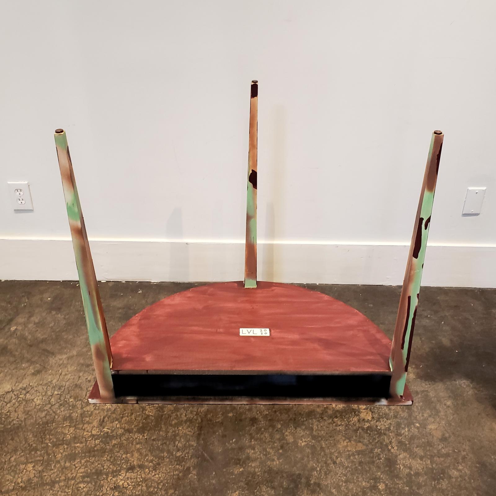 Wood Graffitied Artist Painted Demilune Console Table For Sale