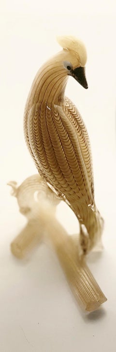 "Graffito" Glass Bird by Ercole Barovier For Barovier & Toso, Italy, 1950s