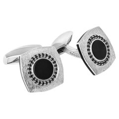 Grafiatto Quadratische Manschettenknöpfe aus Sterling Silber mit Onyx