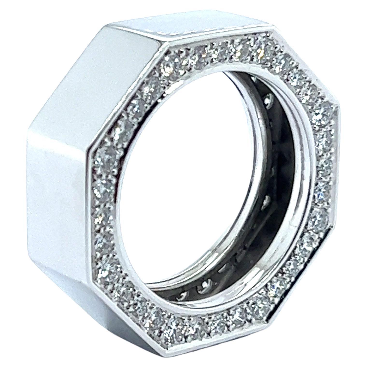Grafik Ring with Diamonds in 18 Karat White Gold  For Sale