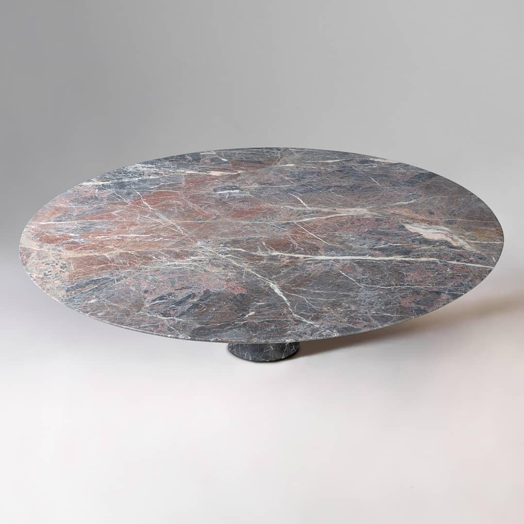 Table de salle à manger contemporaine ovale en marbre Grafite 290/75 en vente 6