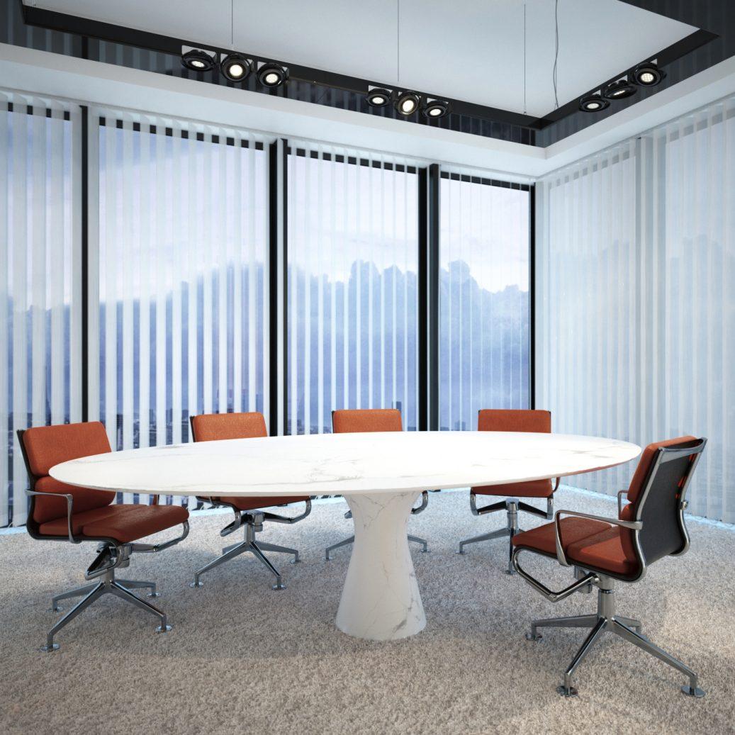 Table de salle à manger contemporaine ovale en marbre Grafite 290/75 Neuf - En vente à Geneve, CH