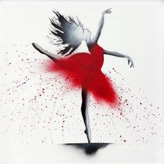 Bailarina roja, Pintura original sobre lienzo, 2013, Firmada a mano, Enmarcada