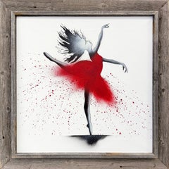 Bailarina roja, Pintura original sobre lienzo, 2013, Firmada a mano, Enmarcada