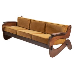 Grafton Everest, Sofa, Holz, Samt, Südafrika, ca. 1970er Jahre