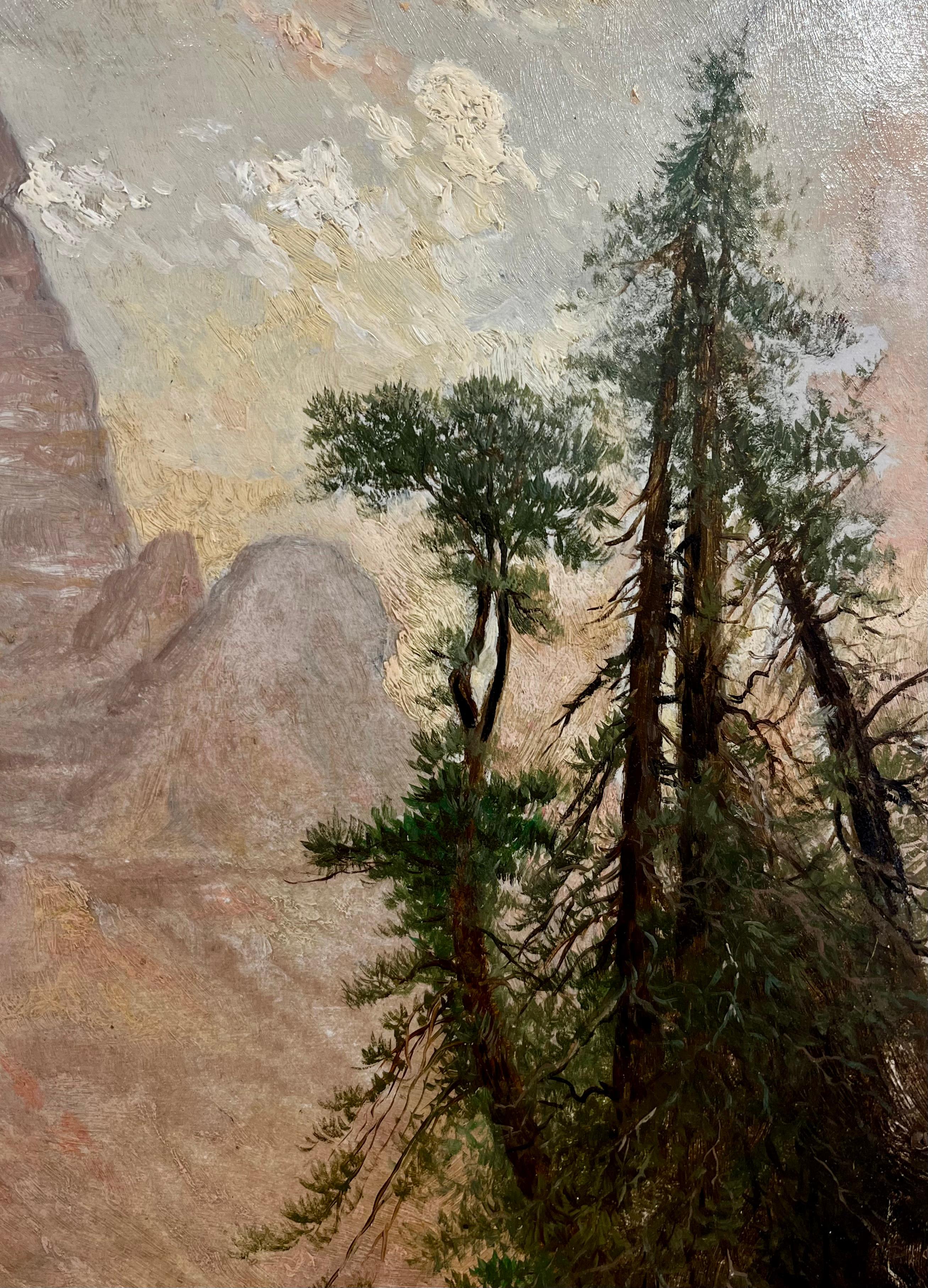 Guglie della Cattedrale, South Dakota - Landscape Painting Marrone di Grafton Tyler Brown