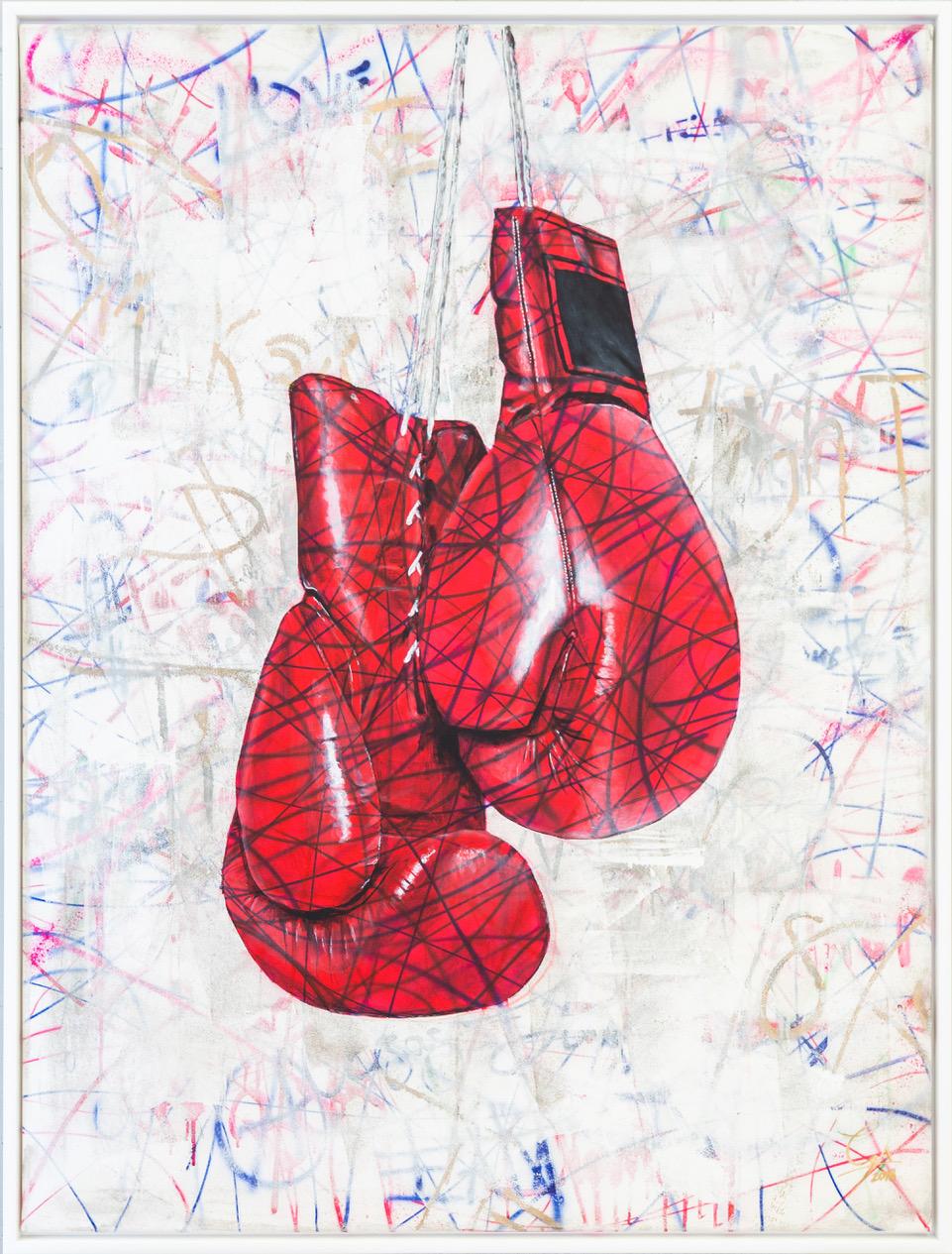 Fighting Spirit -Popart, Boxing, original Painting, Contemporary Art, 21stC., red - Mixed Media Art by Grafy