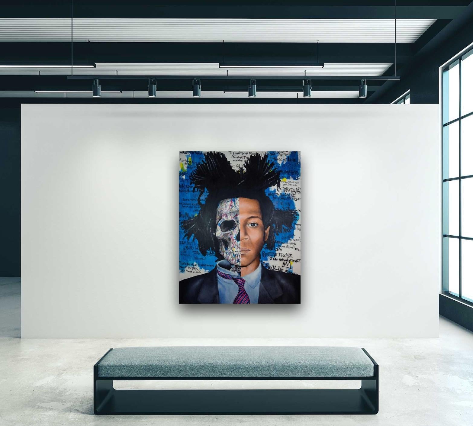 Samo is dead- fine Contemporary Popart, Portrait, 24K Gold, Jean-Michel Basquiat - Painting by Grafy