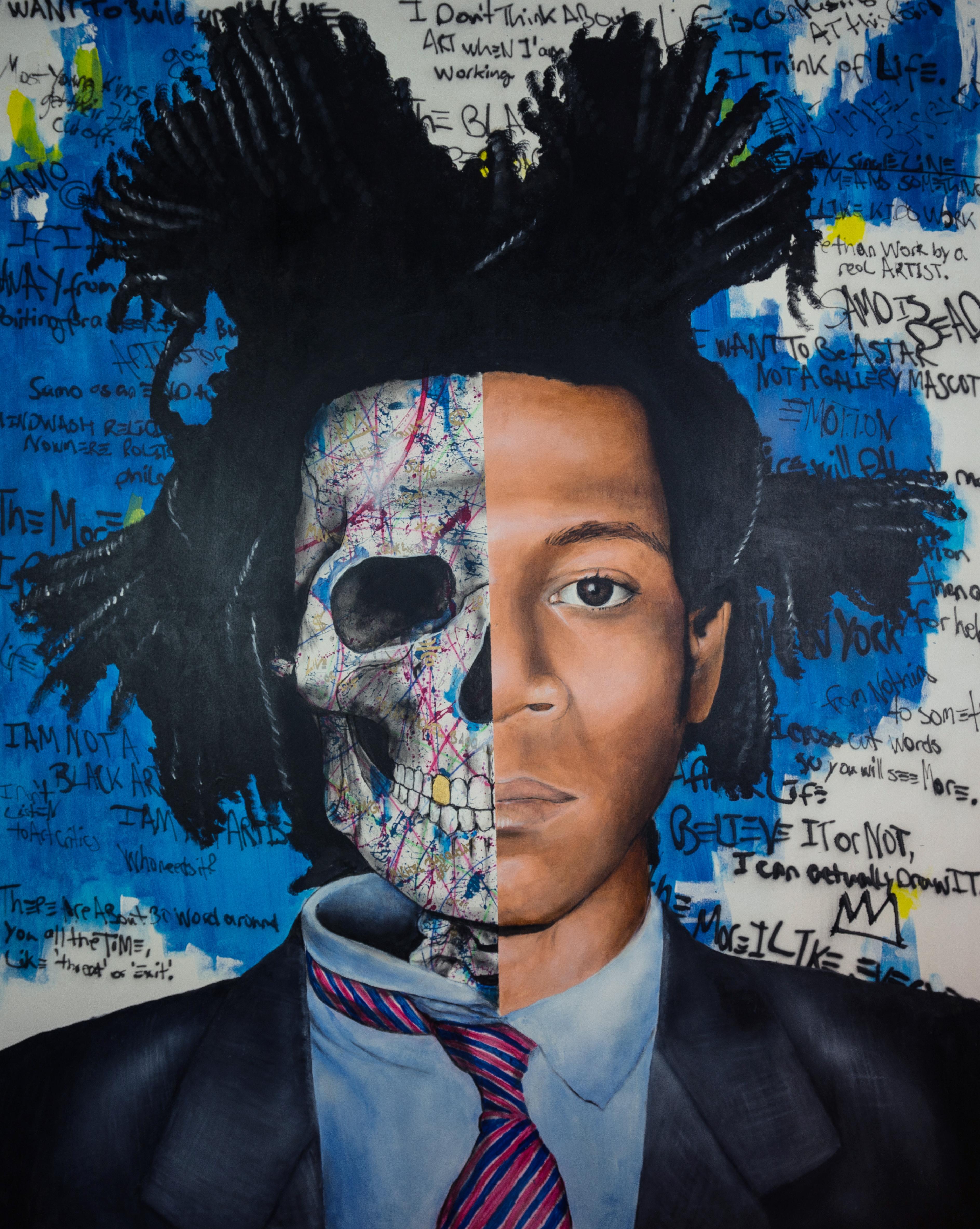 Grafy Portrait Painting - Samo is dead- fine Contemporary Popart, Portrait, 24K Gold, Jean-Michel Basquiat