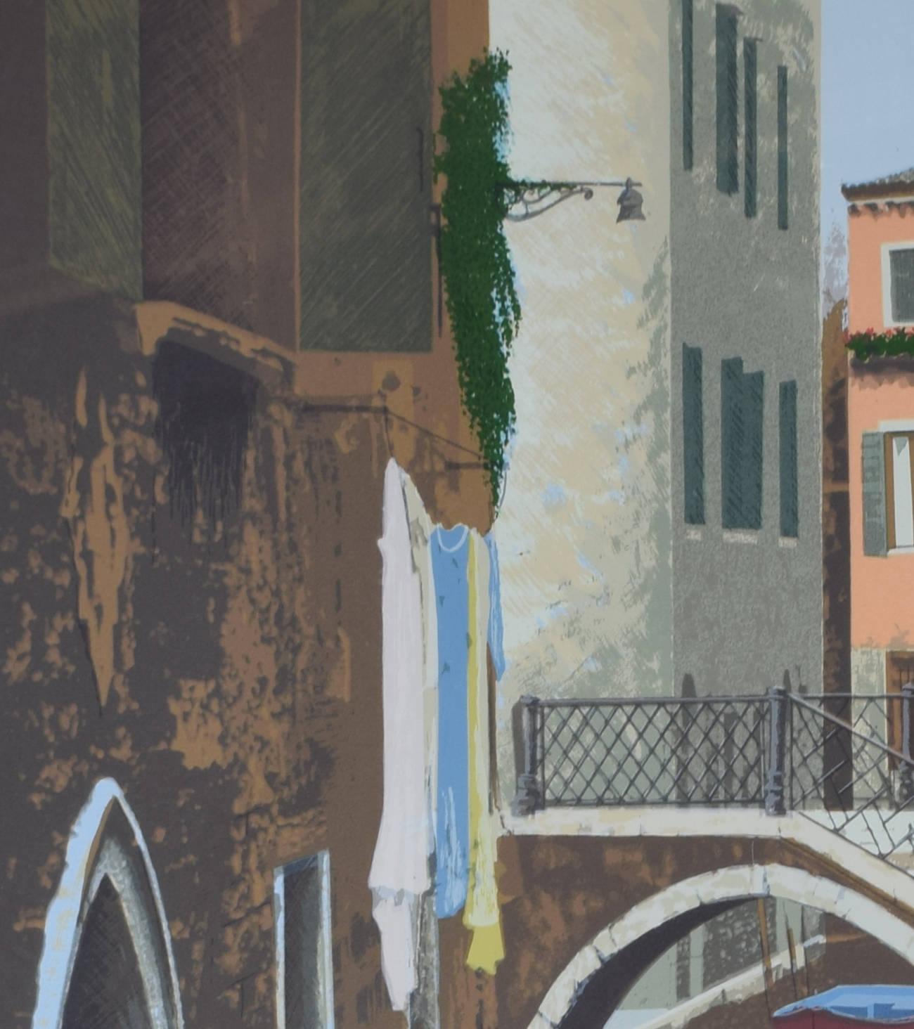 Venice, Italien Ein venezianischer Canal-Siebdruck von Graham Bannister im Angebot 1
