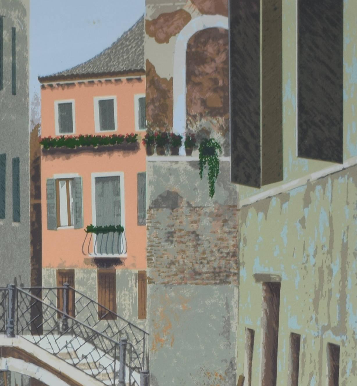 Venice, Italy A Venetian Canal screenprint by Graham Bannister For Sale 2