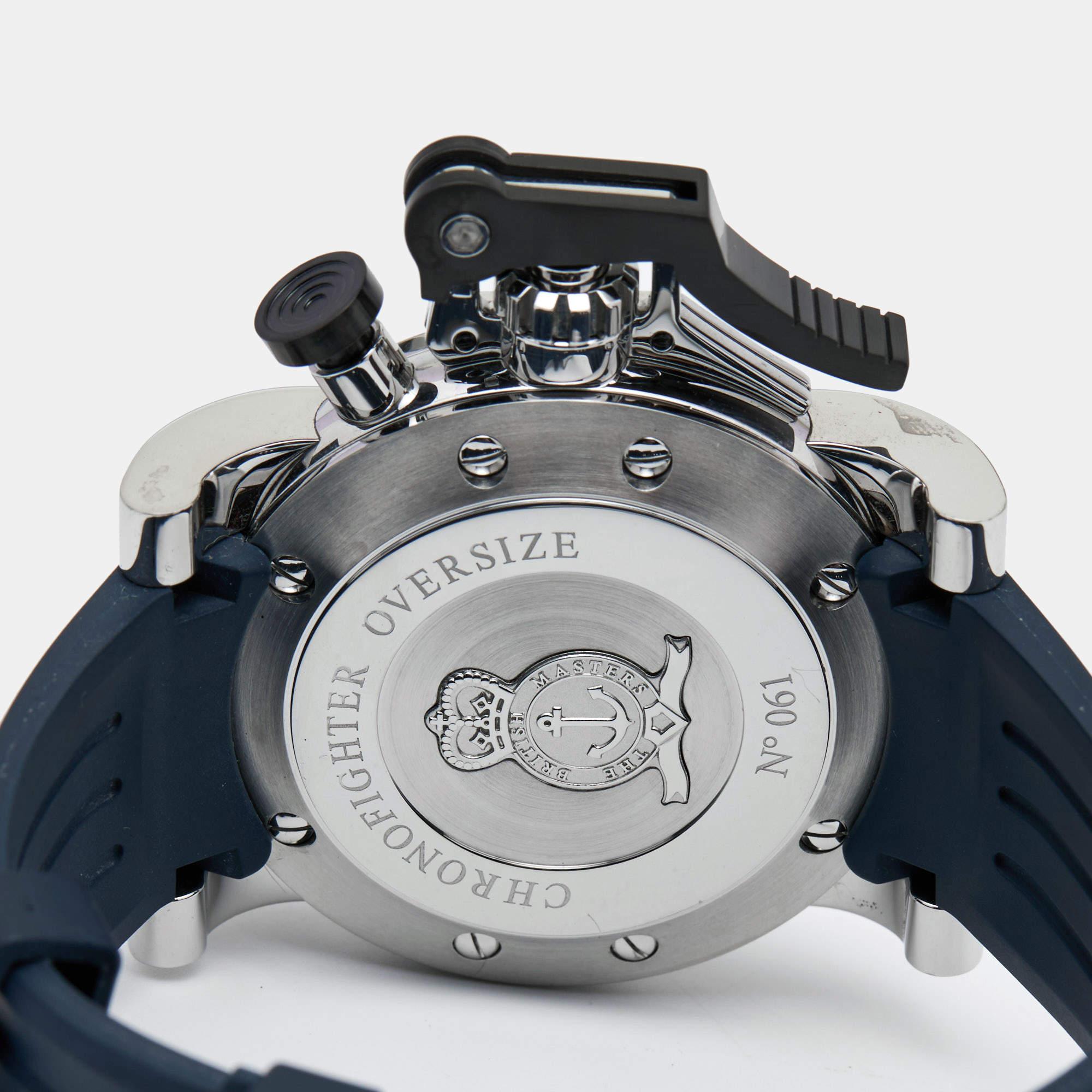 Graham Black Rubber Chronofighter Oversized Men's Wristwatch 47 mm In Excellent Condition In Dubai, Al Qouz 2