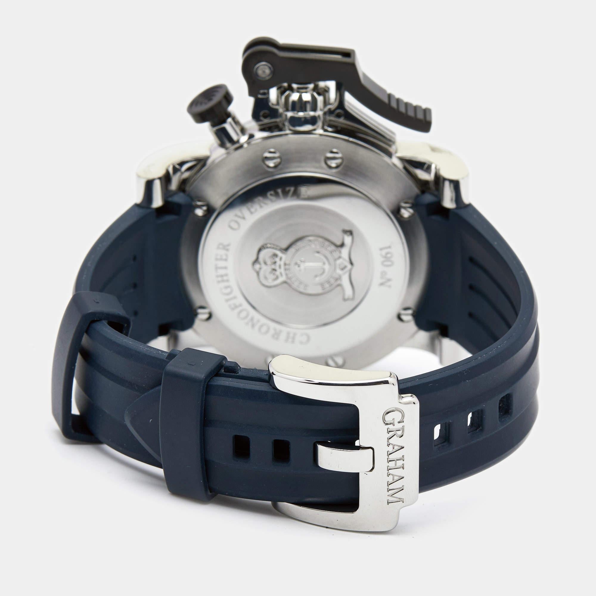 Graham Black Rubber Chronofighter Oversized Men's Wristwatch 47 mm 2