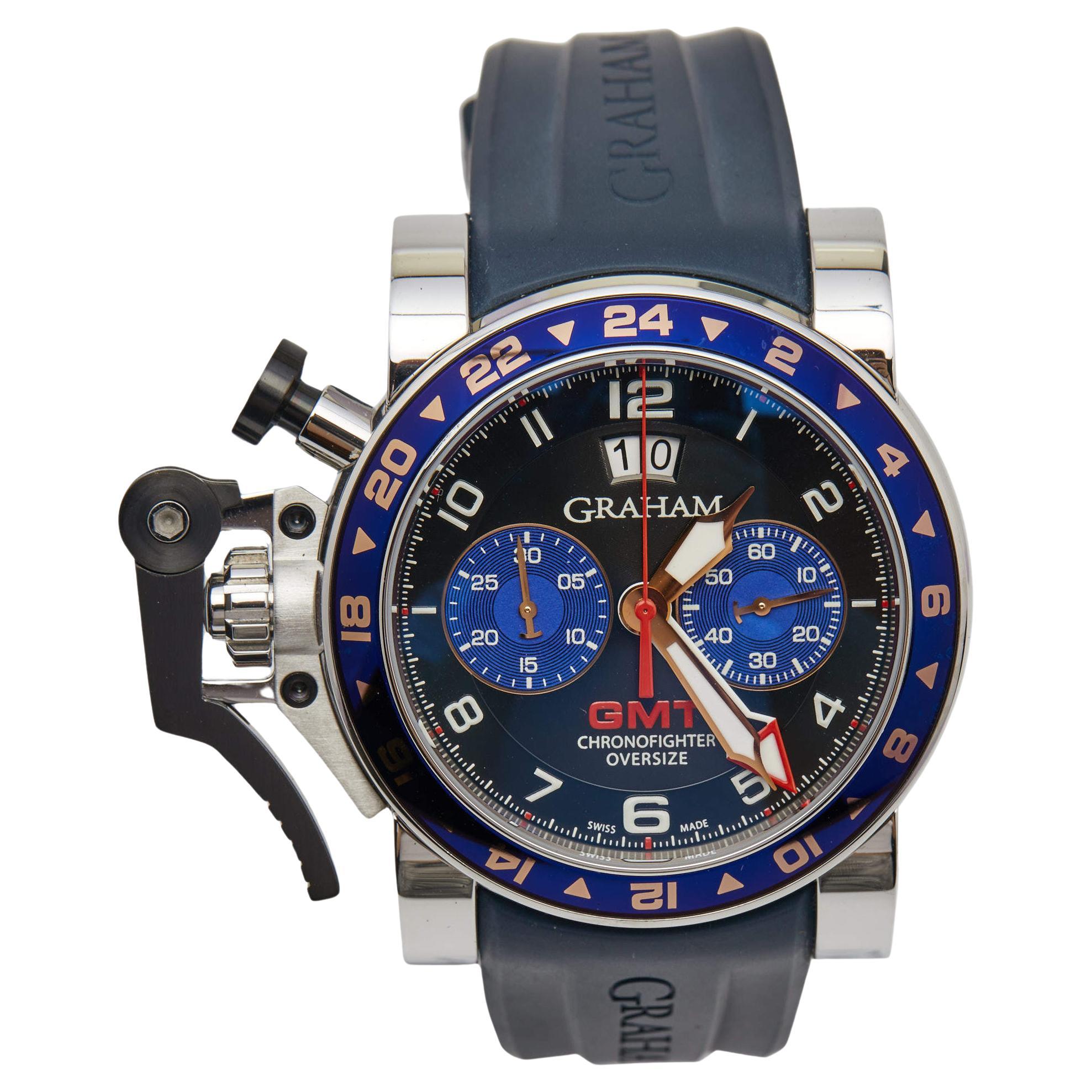 Graham Black Rubber Chronofighter Oversized Men
s Wristwatch 47 mm