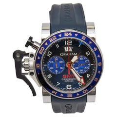 Graham Schwarze Chronofighter Oversized Herrenarmbanduhr aus Gummi 47 mm