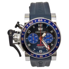 Graham Chronofighter Herrenarmbanduhr aus schwarzem Edelstahl mit 47 mm aus Gummi