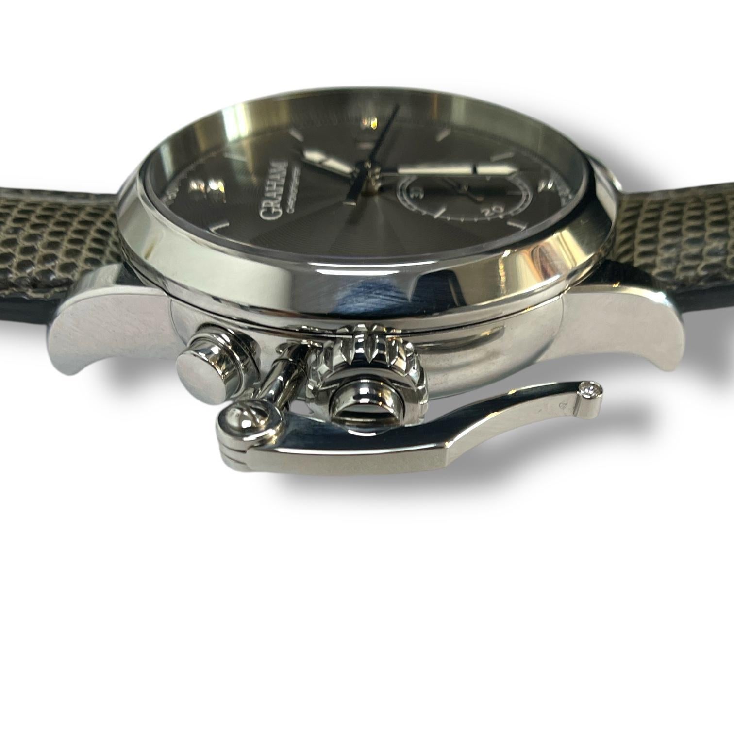 Modern Graham Chronofighter 1695 Romantic stainless steel watch with Leather Belt For Sale