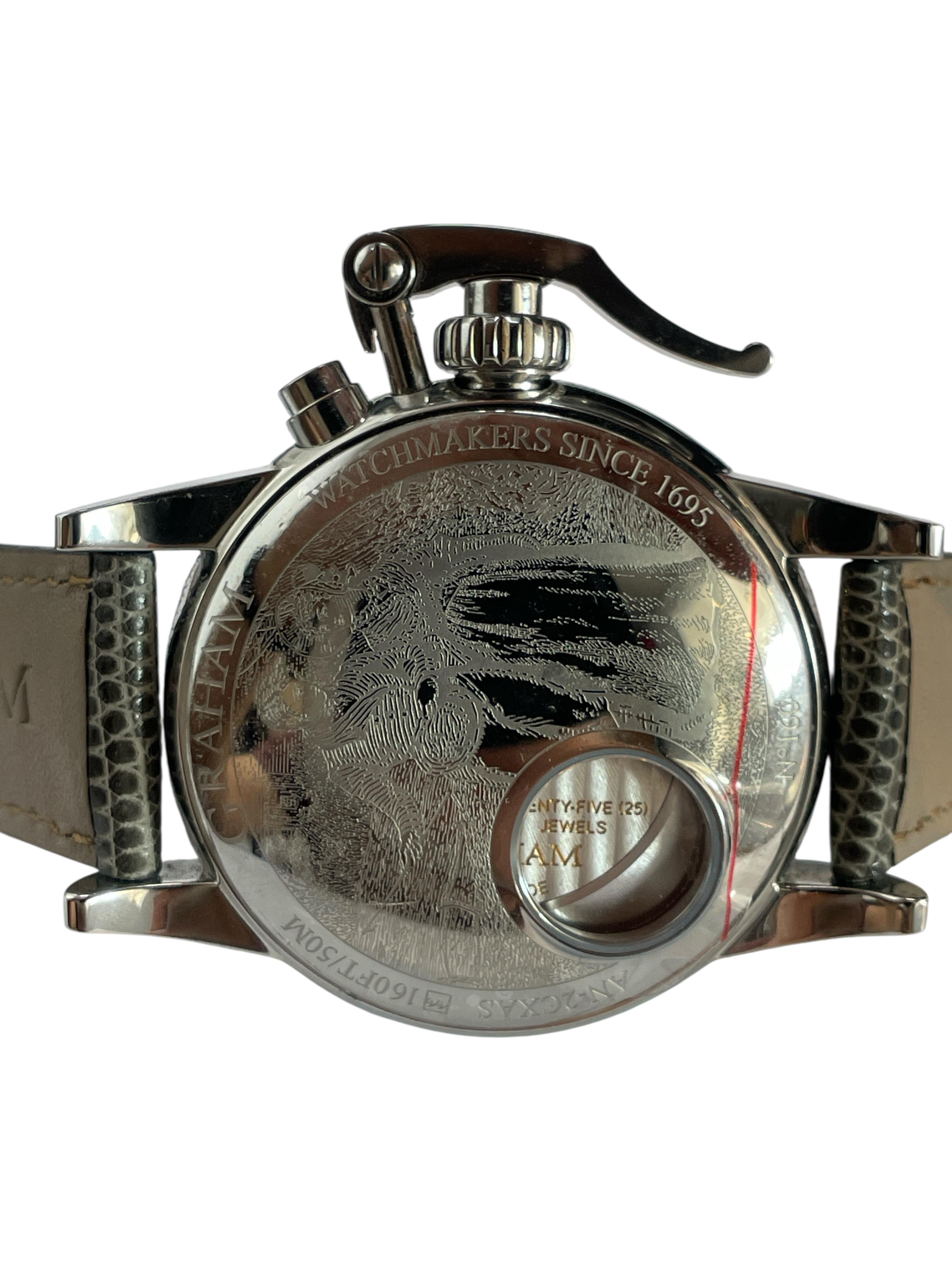 Women's or Men's Graham Chronofighter 1695 Romantic stainless steel watch with Leather Belt For Sale